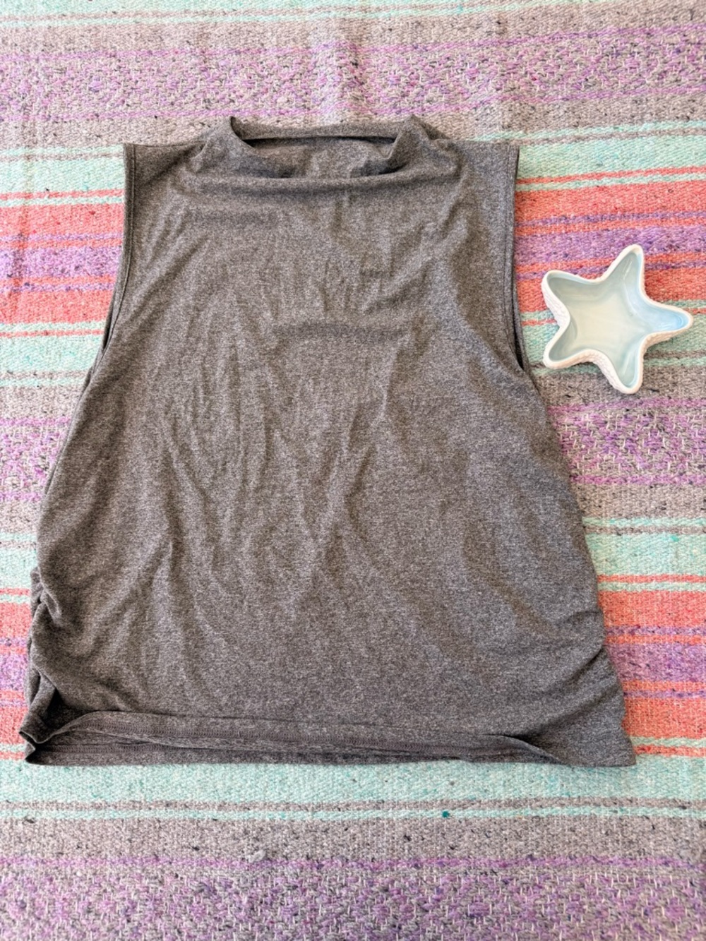 SHEIN Curve 4XL Gray Ruched Side Mock Neck Top Plus Size Sleeveless